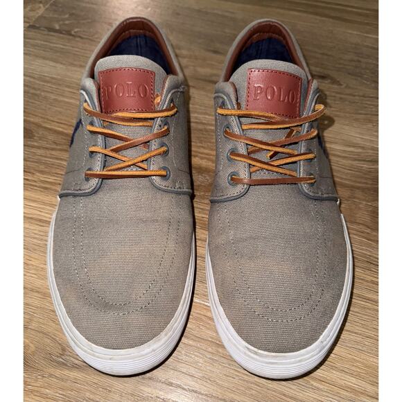 s-l400.jpg Polo Ralph Lauren Men\'s Faxon Low Grey Canvas Sneaker - Size 12